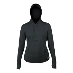 Women's Heathered VentX Long Sleeve Hooded Relaxed Fit UV -Fit Wetsuit WLM666H1 BLK web 1