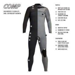Men's Comp 4/3mm Full Wetsuit -Fit Wetsuit XCEL FA20 Mens Comp MN20ZXC0 BLK FRT1 WEB 2