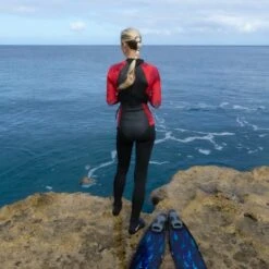 Women's Ocean Ramsey Water Inspired Axis Long Sleeve Back Zip Glide Skin Springsuit 2mm 24 Women's Ocean Ramsey Water Inspired Axis Long Sleeve Back Zip Glide Skin Springsuit 2mm -Fit Wetsuit Xcel OceanRamsey SP22 RedCoral AV3A2275